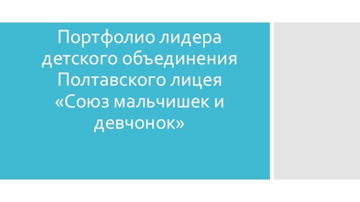 Портфолио лидера детского объединения Полтавского лицея «Союз мальчишек и девчонок»