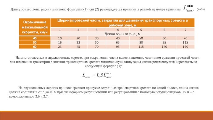 Длину зоны отгона, рассчитаннуюпо формулам (1) или (2) рекомендуется принимать равной не