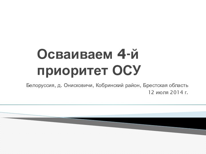 Осваиваем 4-й приоритет ОСУБелоруссия, д. Онисковичи, Кобринский район, Брестская область12 июля 2014 г.