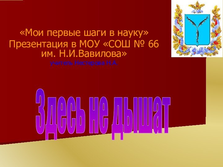 «Мои первые шаги в науку»Презентация в МОУ «СОШ № 66