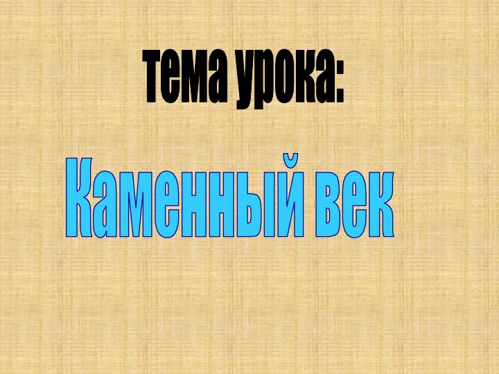 тема урока:Каменный век