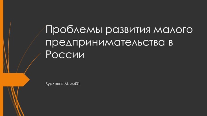 Проблемы развития малого предпринимательства в России Бурлаков М. м401