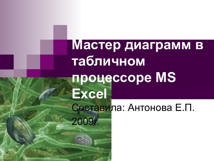 Мастер диаграмм в табличном процессоре MS ExcelСоставила: Антонова Е.П.2009г.