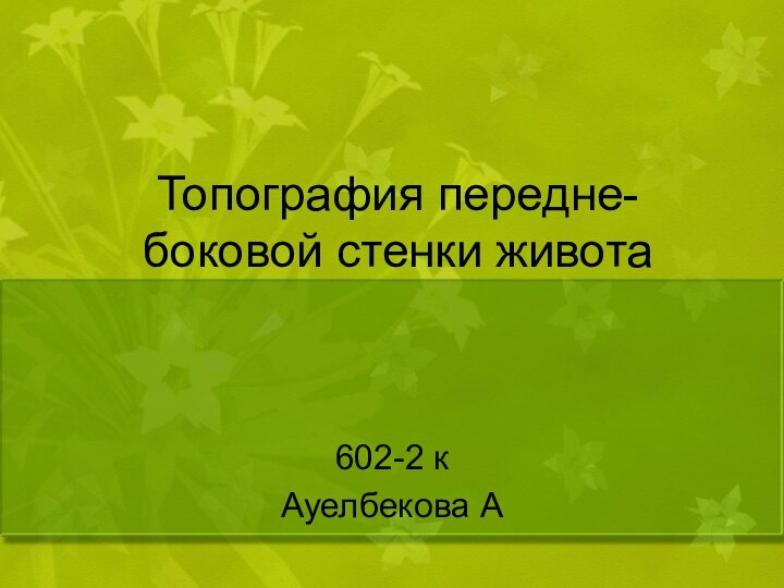 Топография передне-боковой стенки живота602-2 кАуелбекова А