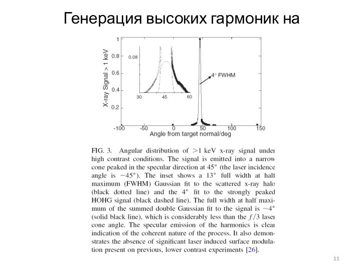 Генерация высоких гармоник на поверхности мишени