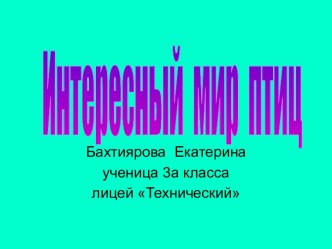 Интересный мир птиц