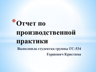 Отчет по производственной практики