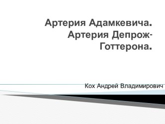 Артерия Адамкевича. Артерия Депрож-Готтерона.