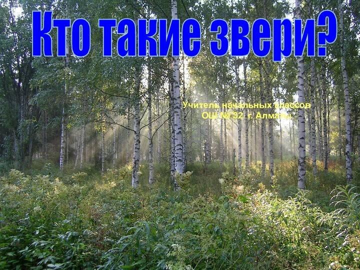 Кто такие звери?Учитель начальных классов ОШ № 32 г. Алматы