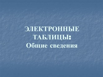 Электронные таблицы: общие сведения