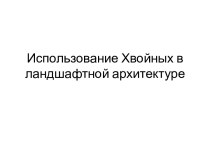 Использование Хвойных в ландшафтной архитектуре