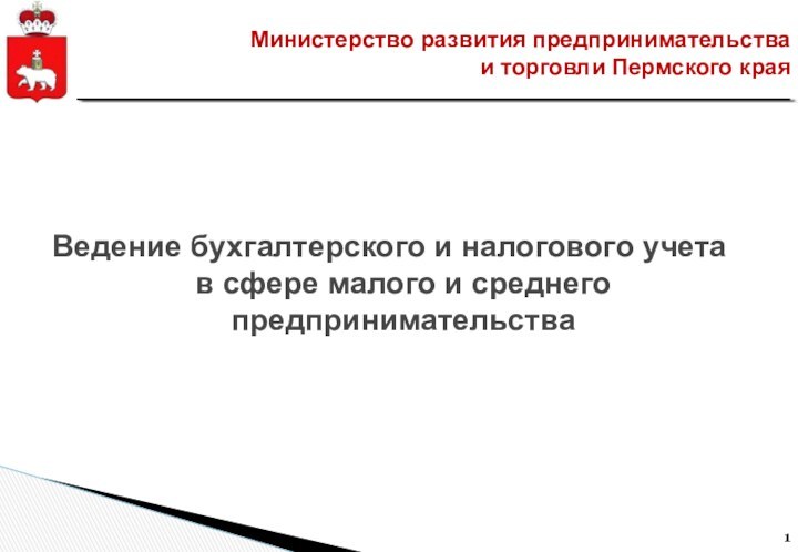 Министерство развития предпринимательства и торговли Пермского края Ведение бухгалтерского и налогового