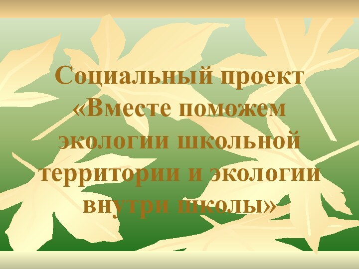 Социальный проект «Вместе поможем экологии школьной территории и экологии внутри школы»