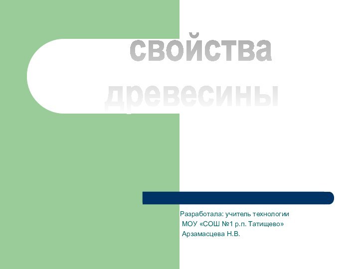 свойства древесиныРазработала: учитель технологии МОУ «СОШ №1 р.п. Татищево» Арзамасцева Н.В.