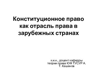 Конституционное право как отрасль права в зарубежных странах