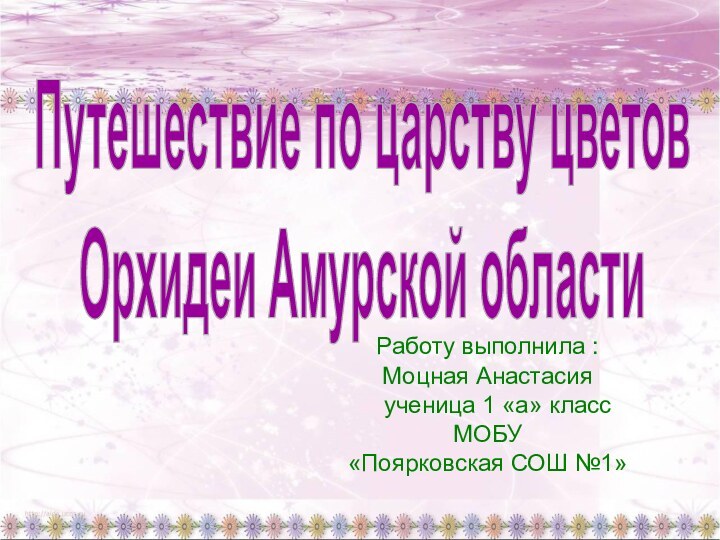 Работу выполнила :Моцная Анастасия  ученица 1 «а» классМОБУ «Поярковская СОШ №1»Путешествие