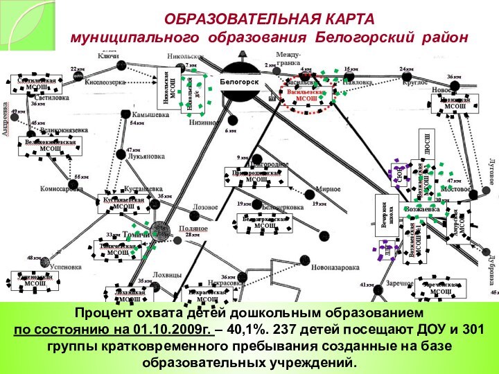 ОБРАЗОВАТЕЛЬНАЯ КАРТА муниципального образования Белогорский районПроцент охвата детей дошкольным образованием по состоянию