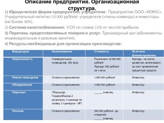 Описание предприятия. Организационная структура