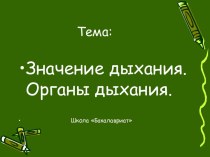 Значение дыхания. Органы дыхания