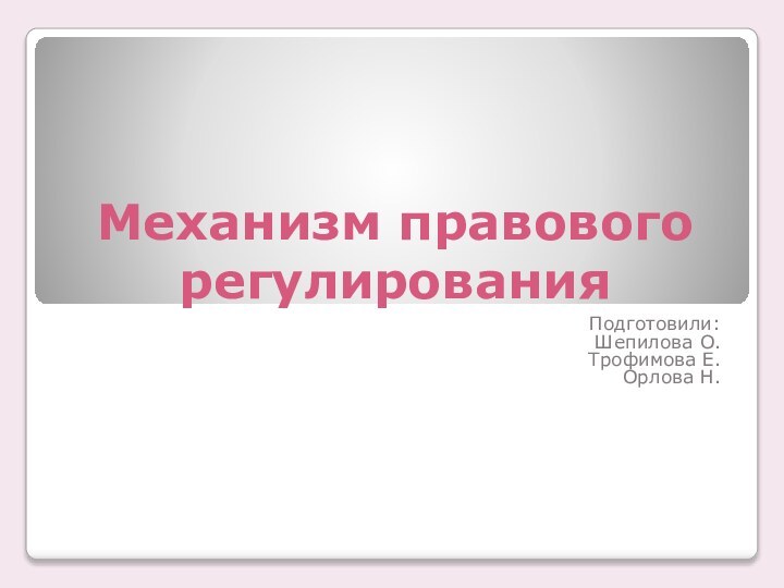 Механизм правового регулированияПодготовили:Шепилова О.Трофимова Е.Орлова Н.