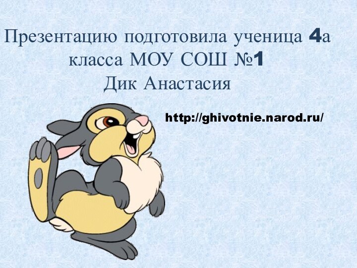 Презентацию подготовила ученица 4а класса МОУ СОШ №1 Дик Анастасияhttp://ghivotnie.narod.ru/