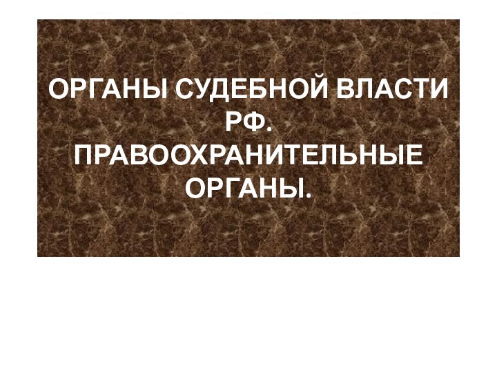 ОРГАНЫ СУДЕБНОЙ ВЛАСТИ РФ. ПРАВООХРАНИТЕЛЬНЫЕ ОРГАНЫ.