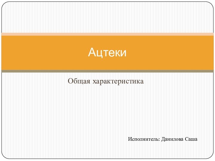 Общая характеристикаАцтекиИсполнитель: Данилова Саша