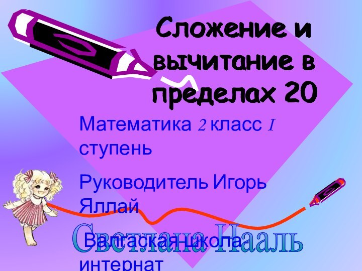 Сложение и вычитание в  пределах 20Светлана НаальМатематика 2 класс I ступеньРуководитель Игорь Яллай Валгаская школа-интернат