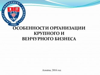 Особенности организации крупного и венчурного бизнеса