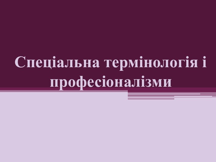 Спеціальна термінологія і професіоналізми