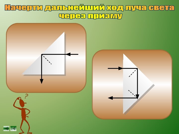 Начерти дальнейший ход луча света через призму