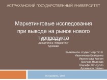 Маркетинговые исследования при выводе на рынок нового турпродукта