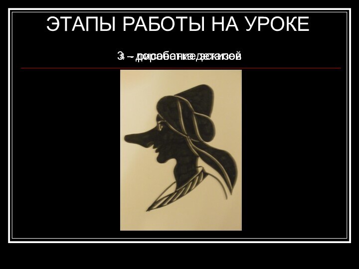 ЭТАПЫ РАБОТЫ НА УРОКЕ3 – рисование эскизов4 - доработка деталей