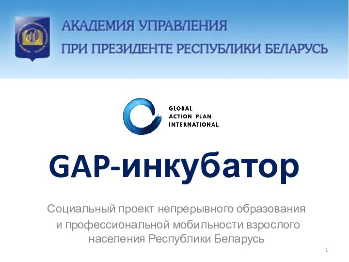 GAP-инкубаторСоциальный проект непрерывного образования и профессиональной мобильности взрослого населения Республики Беларусь
