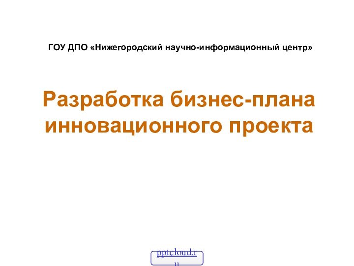 Разработка бизнес-плана инновационного проекта  ГОУ ДПО «Нижегородский научно-информационный центр»