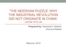 “the needham puzzle: why the industrial revolution did not originate in china” justin yifulin