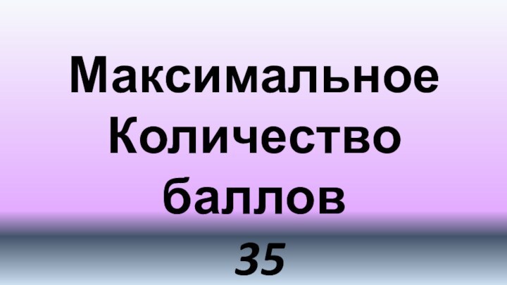 МаксимальноеКоличество баллов 35