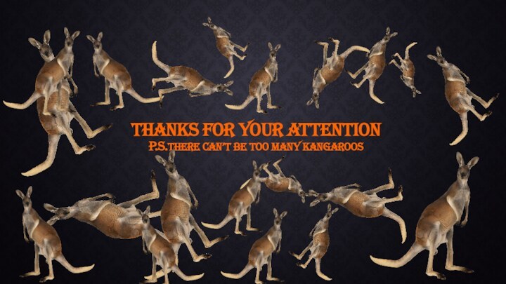 Thanks for your attention  p.s.there can’t be too many Kangaroos