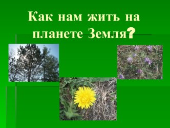 Как нам жить на планете Земля?