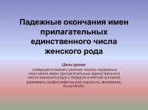 Падежные окончания имен прилагательных единственного числа женского рода