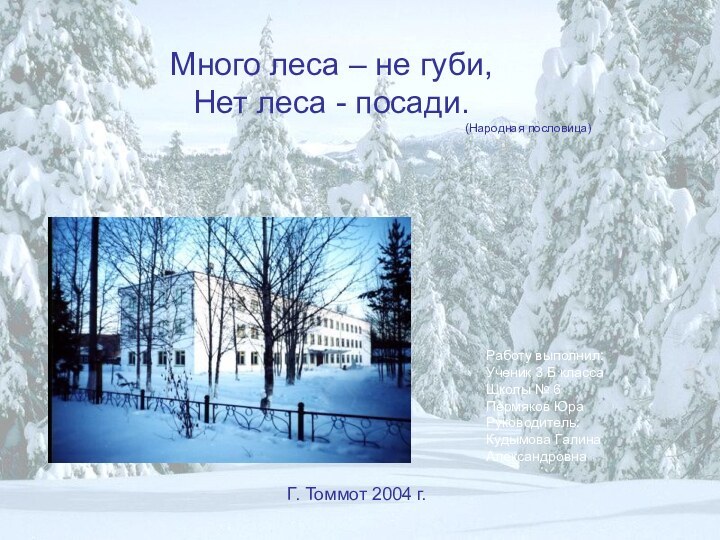 Много леса – не губи, Нет леса - посади.