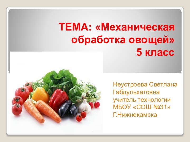 ТЕМА: «Механическая обработка овощей»