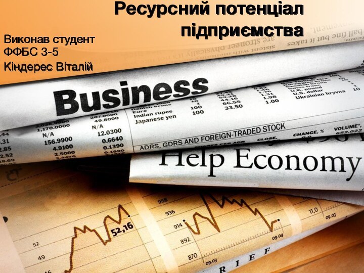 Ресурсний потенціал підприємстваВиконав студент ФФБС 3-5 Кіндерес Віталій