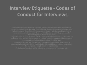 Interview etiquette - codes of conduct for interviews