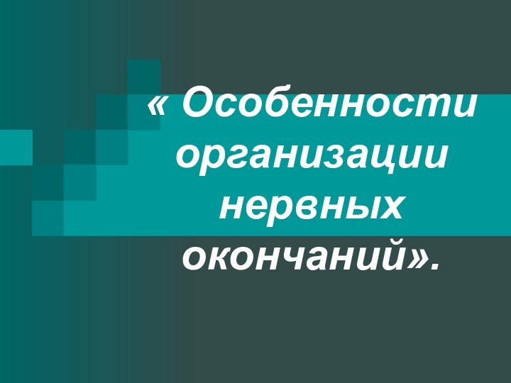 « Особенности организации нервных окончаний».