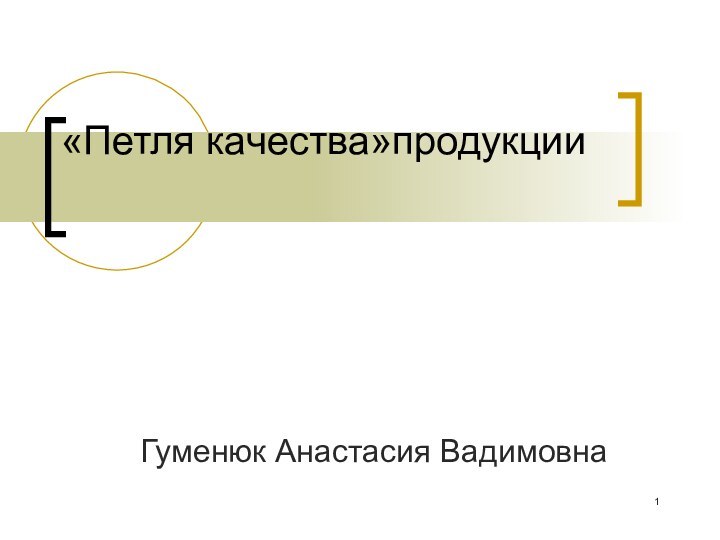 «Петля качества»продукцииГуменюк Анастасия Вадимовна