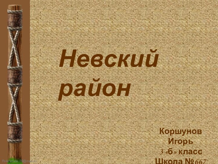 Невский районКоршунов Игорь3 «б» классШкола №667