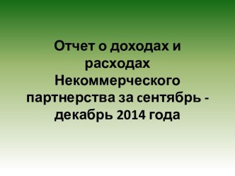 Отчет о доходах и расходах Некоммерческого партнерства