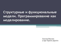 Структурные и функциональные модели. Программирование как моделирование.