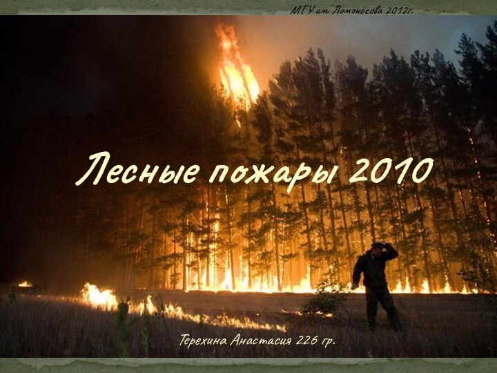 Терехина Анастасия 226 гр.Лесные пожары 2010МГУ им. Ломоносова 2012г.